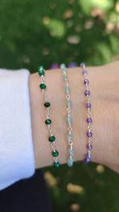 Bracelet en pierres précieuses perlées Émeraude Tanzanite Onyx Aigue-marine Citrine Argent sterling 925 Plaqué or 14 carats Bijou Cadeau - Product Image 5