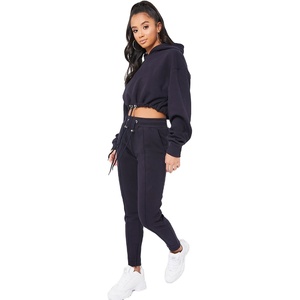 Ensemble de 2 pièces pour femme, 2020, haut court, sweat-shirt à capuche, vêtements de sport en Velours - Product Image 4