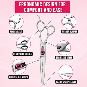 Ciseaux de toilettage professionnels en acier inoxydable pour animaux, coupe de poils durable, conception pour droitiers avec une coupe facile et fluide - Product Image 3