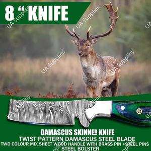 Couteau de chasse et de camping professionnel en acier Damas forgé à la main, haute qualité, style western, OEM, faible MOQ - Product Image 3