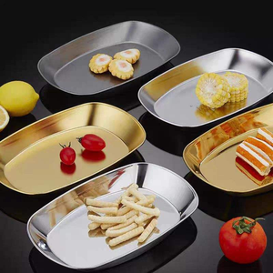 Platos de Acero Inoxidable, Bandejas para Comida Coreana, Plato para Servir, Plato Dorado y Plateado, Plato para Aperitivos, Ensaladas, Platos Elegantes para Restaurante - Product Image 4