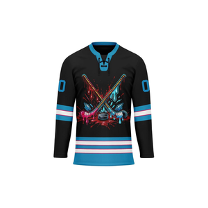 Camisetas de Hockey sobre Hielo Azules y Negras, Uniformes de Hockey de Equipo en Malla de Primera Calidad - Product Image 2