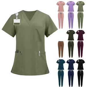 Nuevos Uniformes de Trabajo de Dos Piezas para Enfermeras Dentales y Personal Médico, Conjuntos de Uniformes Quirúrgicos de Manga Corta de Satén de Secado Rápido para Hombres y Mujeres - Product Image 1
