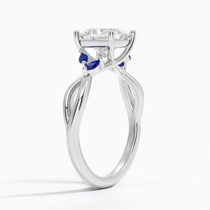 Anillo BOJ 057 Corte Princesa, Plata 925, con Acentos de Zafiro, Anillo de Moissanita con Certificado GRA de 2ct D, para Aniversario de Bodas - Product Image 2