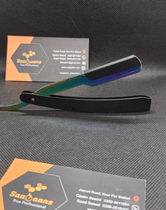 Rasoir droit en acier inoxydable, demi-lame, logo personnalisé gratuit, rasage humide pour hommes, couleur noire, Plasma Saaqaans Enterprises SQ-0071 - Product Image 2