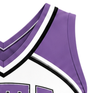 Haut court de cheerleading sans manches pour femme, col en V, blanc et noir, pour performance athlétique, uniforme d'équipe de cheerleading, compétition - Product Image 3