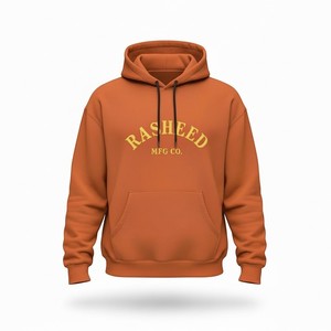 Sweat-shirt à capuche pour homme Rasheed Mfg Co, orange, en molleton de coton, coupe décontractée, avec poche, streetwear, pull-over, poids lourd - Product Image 1