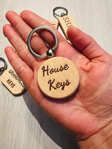 Porte-clés en bois style rustique, ambiance campagnarde, couleur unie, prix usine, vente en gros - Product Image 4