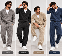 Ensemble de survêtement décontracté pour homme, coupe oversize, effet délavé, avec pull à col ras du cou et pantalon de jogging, idéal pour l'automne, ensemble 2 pièces assorti