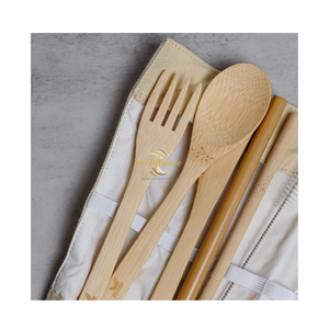 Natural Bamboo Cutlery Set Eco Friendly Reusable <b>Utensils</b> for Travel Camping and Wholesale Supply - Product Image 5