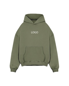 Sudadera con capucha y cremallera de felpa 100% algodón verde ahumado para hombre, oversize, corte holgado, hombros caídos, logotipo personalizado, ropa urbana, suministro al por mayor - Product Image 1