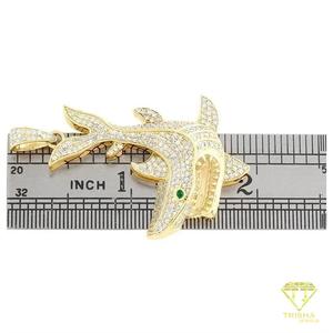 Collier pendentif en forme de requin glacé de créateur avec diamants de laboratoire VVS plaqué or argent sterling 925 style hip hop - Product Image 5