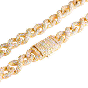 925 Silver Moissanite Cuban Link <b>Chain</b> Necklace <b>Iced</b> <b>Out</b> Infinity Design Rhodium Plated Hip Hop Jewelry for Men - Product Image 2