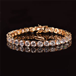 RAMDUT IMPEX Bracelet Tennis Hiphop en Moissanite, Coupe Ronde Épaisse, Scintillant, Unisexe, Certifié GRA, Grande Pierre, Fermoir de Sécurité - Product Image 1