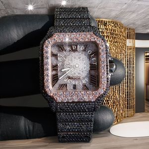 Reloj de Lujo con Diamantes, Caja Cuadrada, Esfera Analógica con Números Romanos, Cristal de Zafiro, Cierre Desplegable, para Hombre, 28 mm, Movimiento de Cuarzo ETA - Product Image 5