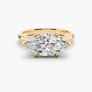 Anillo de Oro de 14K con Diamante Cultivado en Laboratorio, Corte Marquesa, Estilo East West - Product Image 1