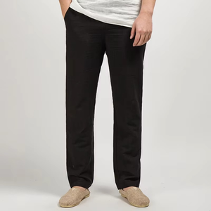 Pantalon décontracté homme en coton et lin, style chinois, coupe ample, taille mi-haute, devant plat, léger, nouvelle collection - Product Image 4