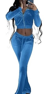 Custom OEM Service Acid Wash Waterproof Elastic Waistband Stretchable Zip <b>Velvet</b> <b>Tracksuits</b> Two Piece Set Velour SFIVE - Product Image 2