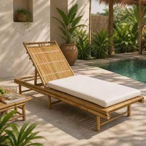 Chaise longue en bambou pliable et réglable pour l'extérieur et l'intérieur, idéale pour hôtels, villas et maisons – Vente en gros, OEM, ODM - Product Image 1