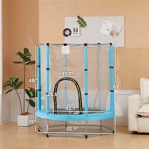 Trampolino per Bambini da 4,6 Piedi con Motivo Delfino Azzurro e Rete di Sicurezza, per Uso Interno ed Esterno - Product Image 3