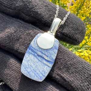 Handmade Dumortierite Gemstone Pendant 925 Sterling Silver Necklace Natural Crystal Jewelry Gift For Women - Product Image 3