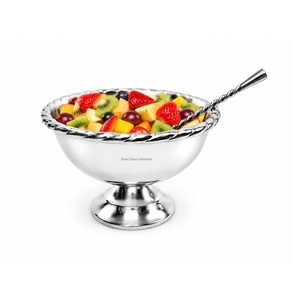 Tazón plateado multiusos para mesa de comedor, para refrigerios, helado, con borde retorcido y diseño de pedestal, para servir postres y frutas. - Product Image 6