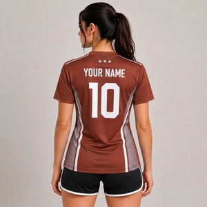 Maillot de football personnalisé pour femme, col en V, manches courtes, sublimation, maille respirante, tenue d'équipe avec numéro 10 - Product Image 2