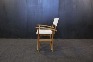 Modern <b>Teak</b> Wood Folding Director <b>Chair</b> with Outdoor Fabric Seat and Back for Villa Garden Use Model CHA40 - Product Image 3