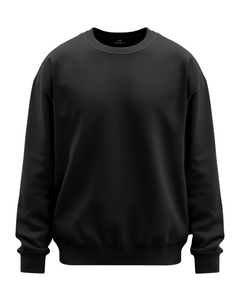 Sweat-shirt unisexe à col rond surdimensionné, couleur unie, coupe classique, tricoté, 100% coton, pull décontracté, vêtement d'automne - Product Image 2