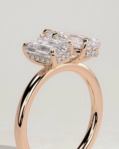 แหวนหมั้นเพชรแล็บโกรว์ Orinora Emerald and Pear Hidden Halo Toi et Moi พร้อมใบรับรอง IGI - Product Image 5