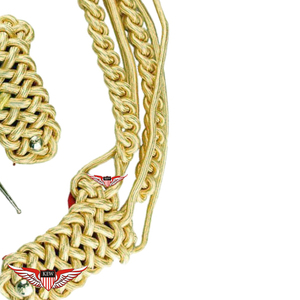 Gold <b>Braided</b> Parade Aiguillette with Shoulder Board Gold Mylar in golden on Red Back Shoulder <b>Cord</b> - Product Image 4
