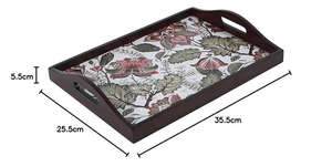 Plateau en bois artisanal avec gravure florale et finition naturelle, parfait pour l'affichage de service et la décoration intérieure par FWE - Product Image 4