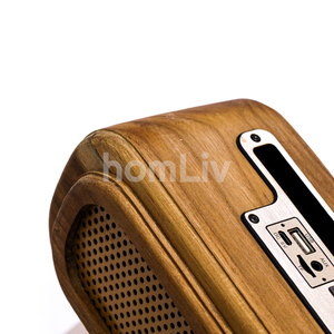 Radio Portátil Hecha a Mano con Madera de Teca Ecológica, Estilo Retro, Funciona con Batería, para Altavoz con Gabinete Frontal Perforado - Product Image 6