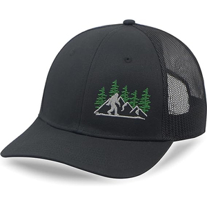 หมวกแก๊ปทรง Trucker Richardson 112 รุ่นใหม่ OEM ผ้าฝ้ายหลากสี สำหรับทุกเพศทุกวัย 6 แผง สีดำ ตาข่ายสีดำ พร้อมโลโก้ธงชาติอเมริกัน - Product Image 6