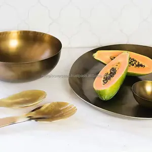 Bandeja Redonda de Latón de Lujo, Duradera y Multiusos, Bandeja Decorativa de Metal para Servir Alimentos, para la Cocina del Hogar, Mesa de Comedor - Product Image 3