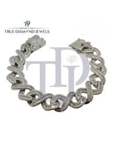 Bracelet maille cubaine en or 14 carats avec diamants VS1 VS2 couleur H I 5 carats 8 carats, style Iced Out, lourd, pour homme, bijoux Hip Hop, option 10 carats - Product Image 2