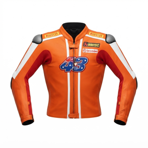 Men’s Cowhide Leather <b>Racing</b> <b>Jacket</b>/Chaqueta MotoCP Style CE Level 2 Armor Motorcycle Track Riding Protective Gear CE - Product Image 1