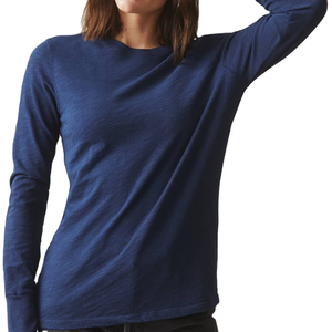 T-shirts personnalisés pour femmes, coupe ajustée, col rond, manches longues, 100% coton, boutonnés - Product Image 1