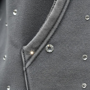 Nouvel arrivage : Sweat à capuche zippé gris oversize pour homme en molleton bouclette avec poches ornées de strass, style décontracté automne - Product Image 5