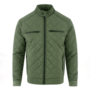 Men's Diamond Quilted Bomber Jacket Stand Collar Full-Zip Lightweight Padded Streetwear <b>Coat</b> Wholesale OEM Custom Logo - Product Image 1