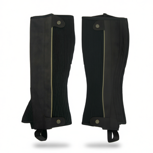 Women's Equestrian Synthetic Leather <b>Half</b> <b>Chaps</b> Zip Closure Riding Leg Protection Soft Comfortable Fit - Product Image 2