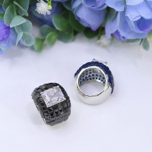 Royal Premium Quality Brass <b>Silver</b> Plated Moissanite Stone Look <b>Adjustable</b> Trendy Wedding <b>Ring</b> for Women - Product Image 3