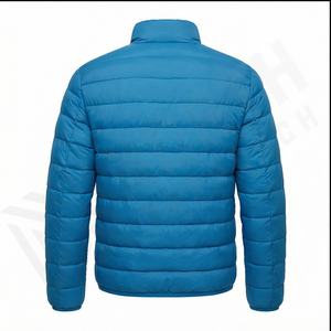 Doudoune d'hiver de couleur unie pour hommes et femmes avec manches imprimées à col montant et fermeture à glissière Mode masculine - Product Image 3