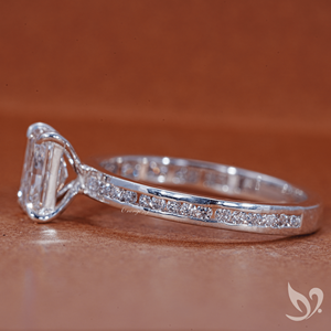 1 carat radiant cut lab grown <b>diamond</b> IGI certified 10k white gold channel pave band modern engagement <b>ring</b> - Product Image 5