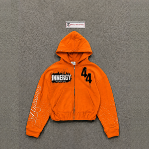 เสื้อฮู้ดซิปสีส้มพรีเมียมใหม่ พร้อมลายพิมพ์ด้านหลัง ดีไซน์สวยทันสมัย เหมาะสำหรับใส่ลำลองในฤดูใบไม้ร่วง ผลิตจากผ้าฝ้ายเฟรนช์เทอร์รี่ 100% - Product Image 5
