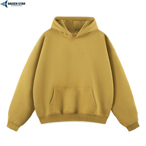 <b>Men's</b> Oversized Hooded Sweatshirt Solid Color Fleece Casual <b>Pullover</b> Hoodie Autumn Knitted Pocket Design Regular Fit - Product Image 3