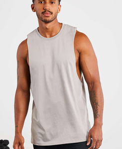 Custom Made Casual Wear Men's <b>Light</b> Grey Breathable Sleeveless Tank Tops Crew <b>Neck</b> Solid Knitted Polyester Fabric 180g XL Size - Product Image 1