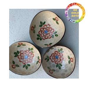 Bol en noix de coco vietnamien fait main avec incrustation florale pour la décoration de spa, l'aménagement de restaurants et les cadeaux - Product Image 3
