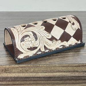 Organizador de Escritorio de Cuero con Diseño a Cuadros, Estilo Occidental, Portaplumas para Suministros de Oficina, Accesorio de Escritorio para Bolígrafos y Lápices - Product Image 2