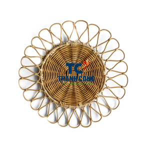 Elegant Natural Color Rattan Tablemats Hollow Wicker Design <b>Round</b> Woven <b>Placemats</b> for Kitchen & Holiday Dining - Product Image 1